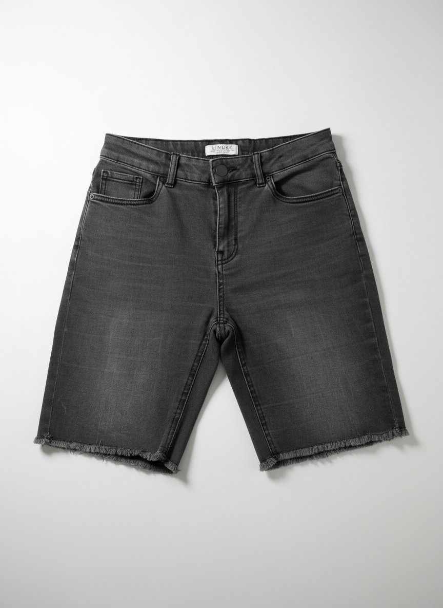 Short denim noir délavé _ Lindex