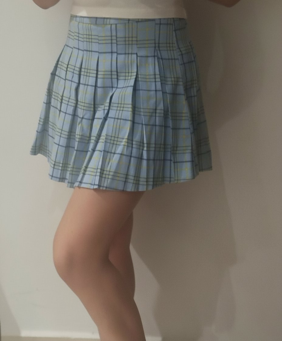 Jupe plissée bleu | blue plaid preppy skirt