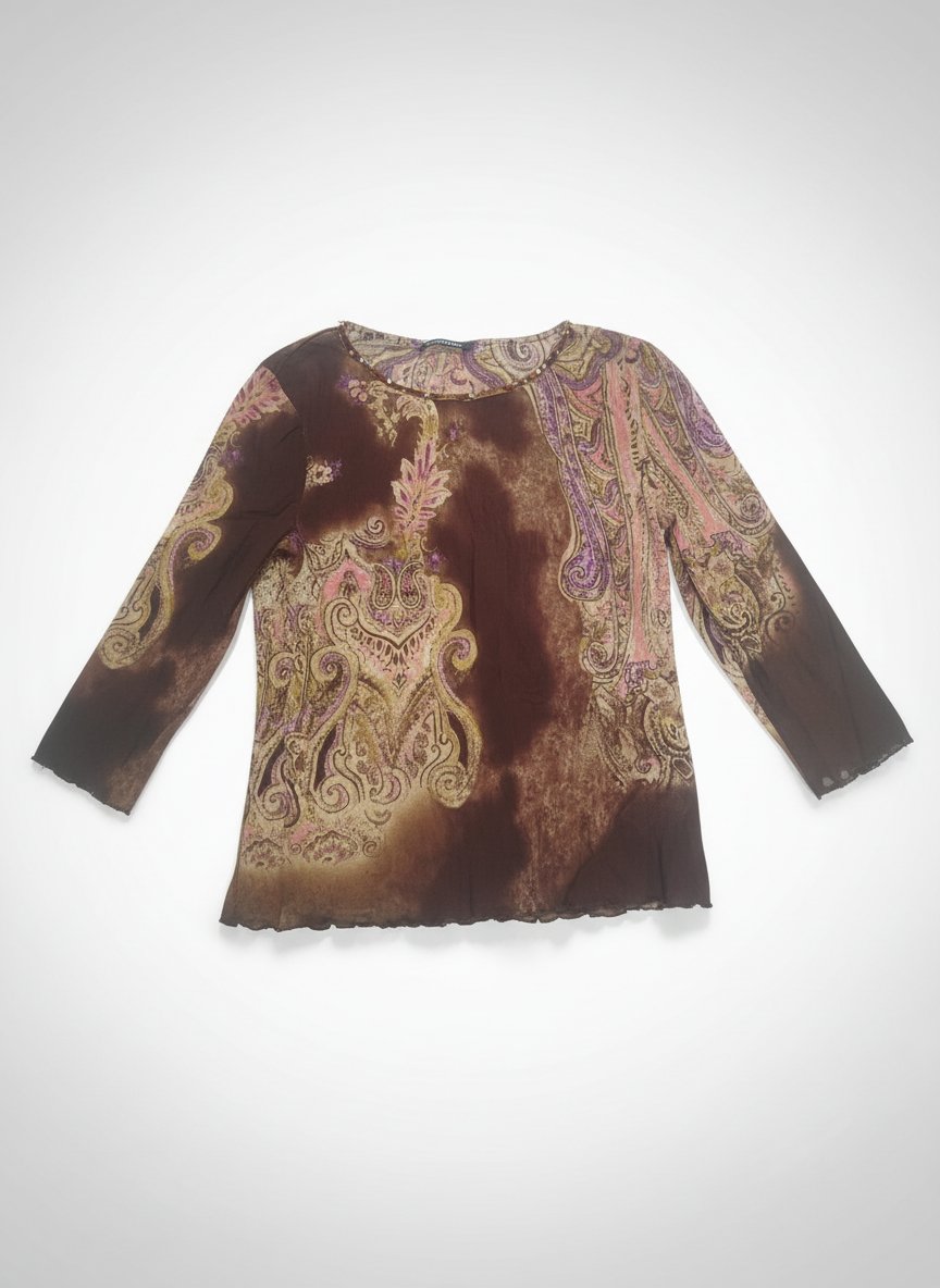Luisa cerano vinyage hippie sheer top 🦔 top hippie marron transparent 
