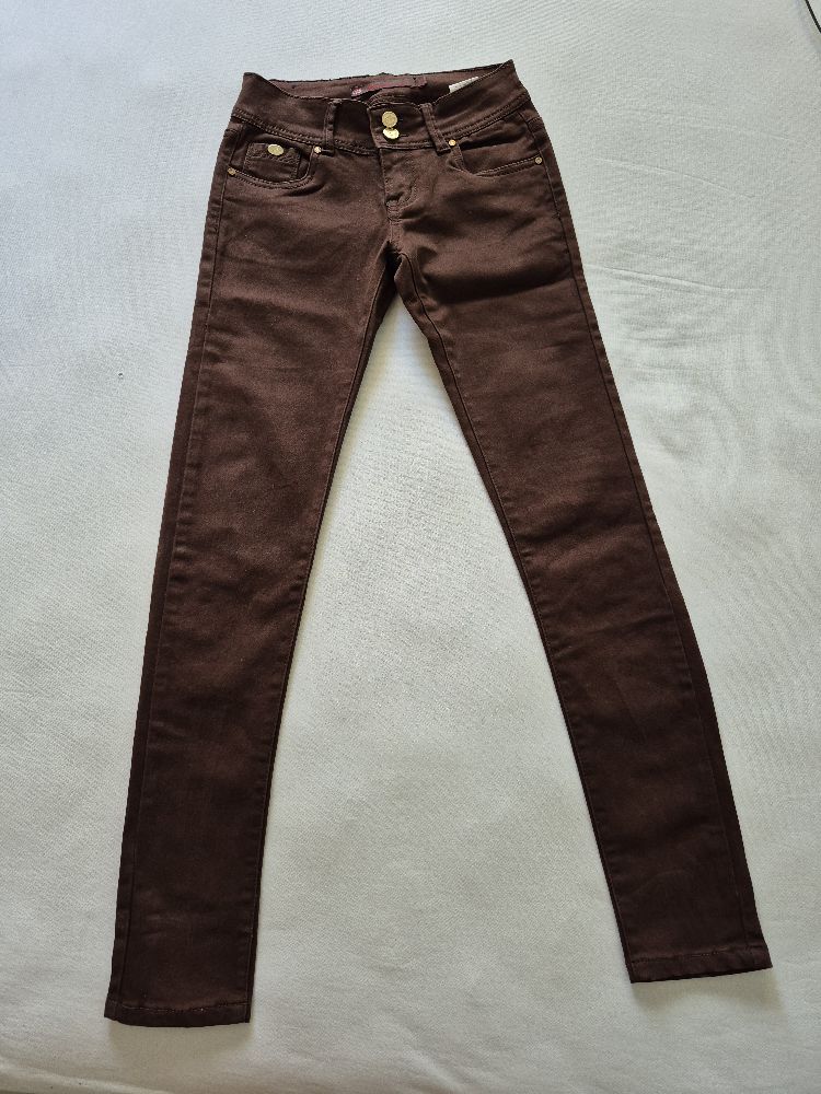 Jean marron taille basse skinny