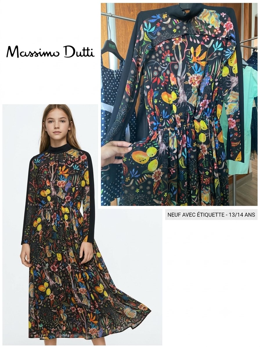 Robe longue imprimée Massimo Dutti (13-14 ans) – NEUVE AVEC ÉTIQUETTE
