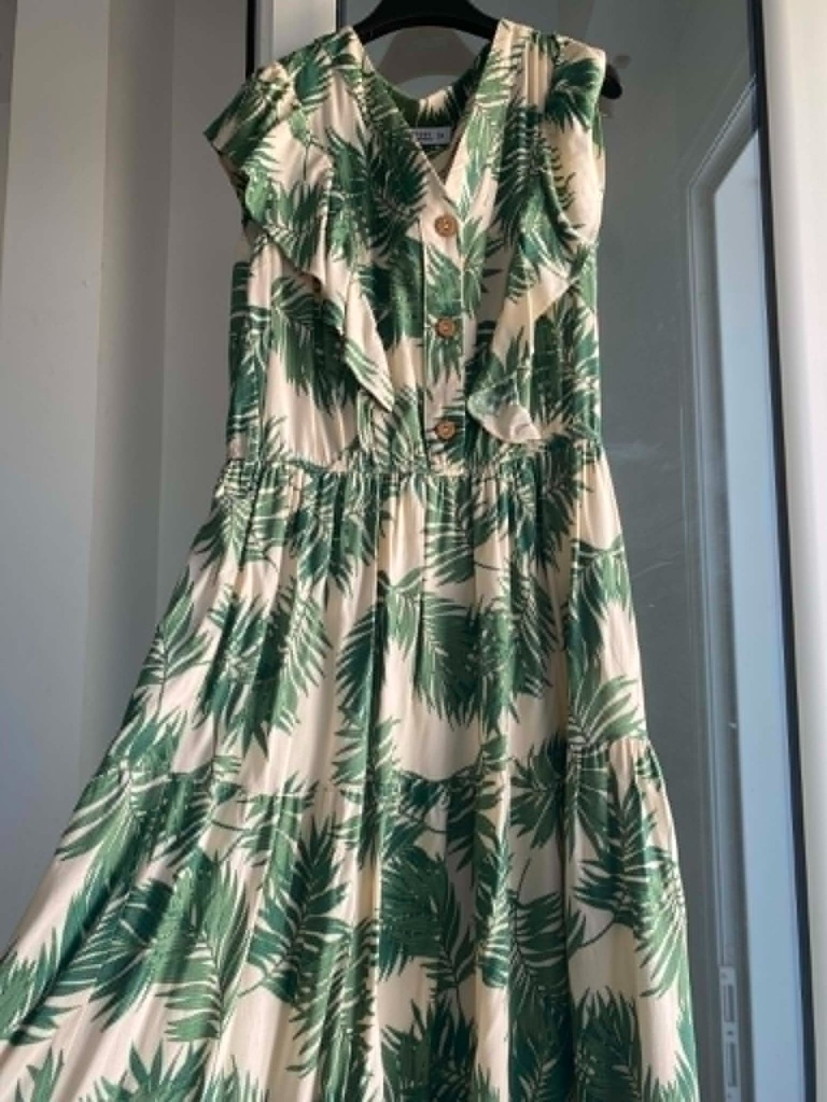 Robe longue d’été imprimé tropical / palmiers (16 ans / S) – Très bon état