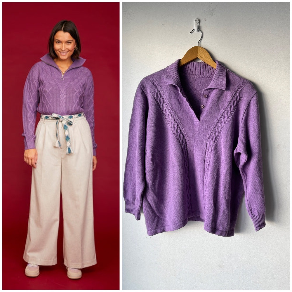 pull irlandais col chemise over size