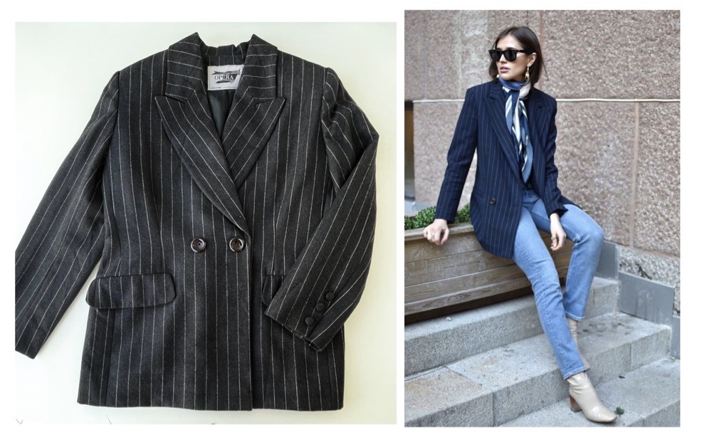 blazer longue à rayures 