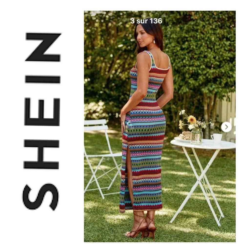 Robe multicolore SHEIN longue avec fonte 