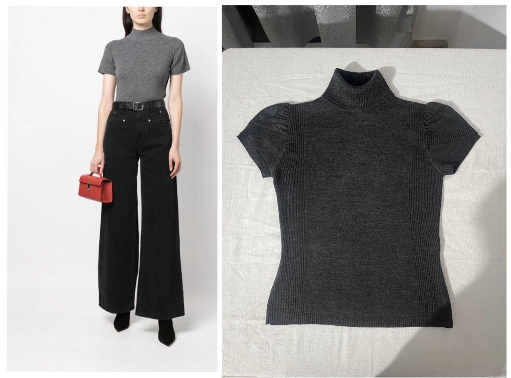 pull nervuré à manches bouffantes taille M / L