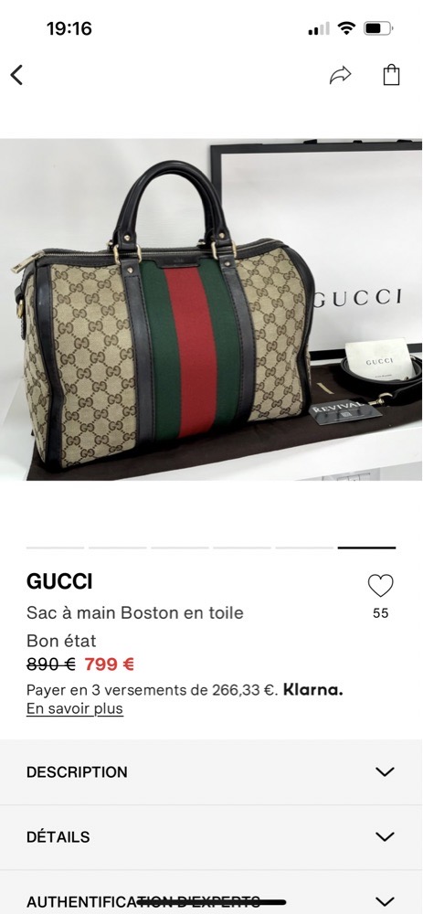 sac a main GUCCI avec numéro de série 