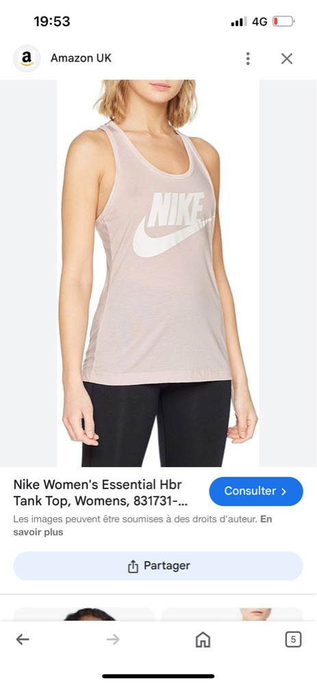 débardeur Nike rose poudré 