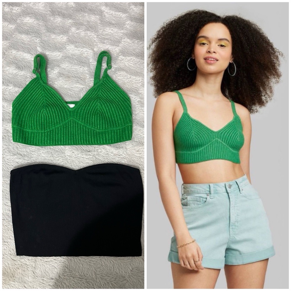 deux top vert marque wild fable taille S et noir marque SHEIN taille XS ylabso taille S tous les deux 