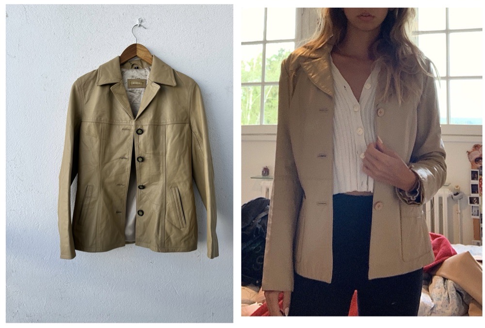 veste cuir beige André 