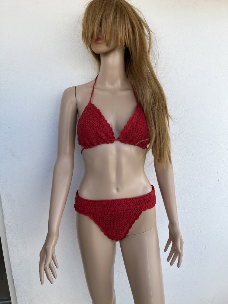 bikini rouge crochet FOREVER 21 bas taille haute 