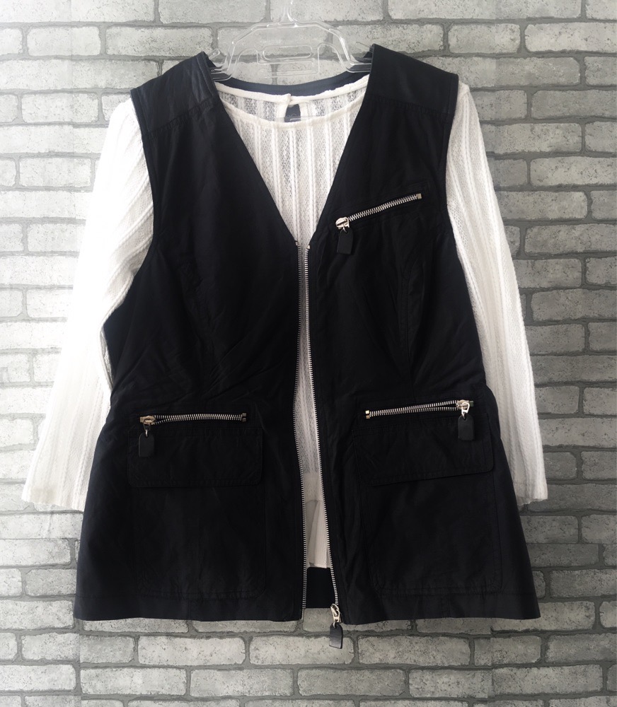 veste sans manches détaillées en cuir 