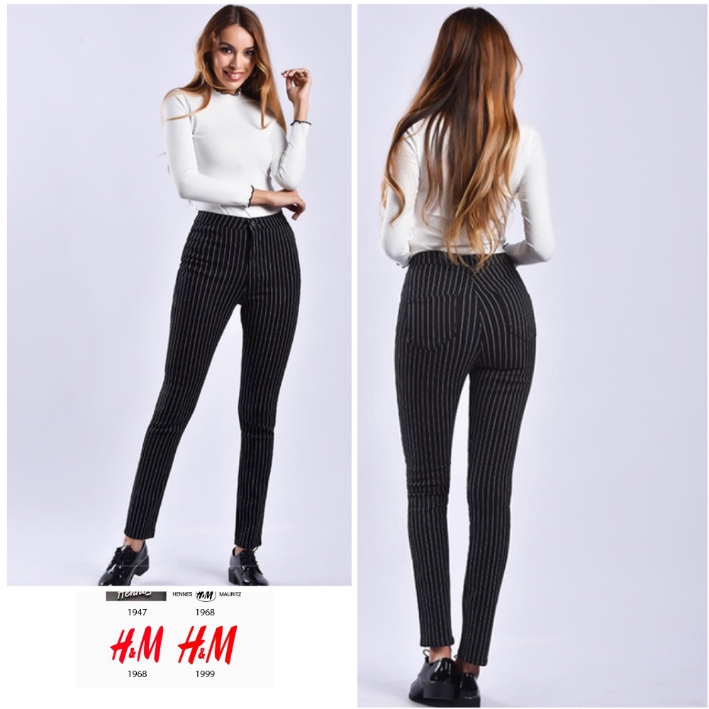 skinny taille haute à rayures H&M