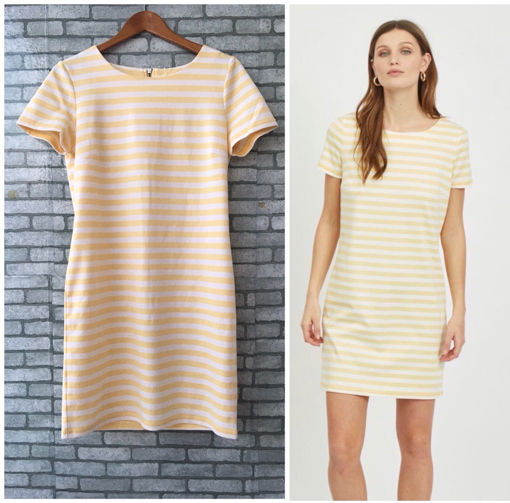 très jolie robe rayé jaune et blanc neuf avec étiquette jamais porte 