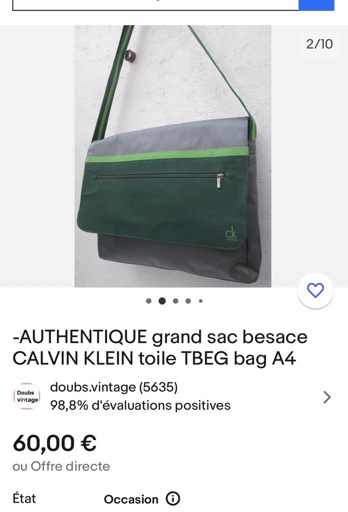 sac PC 💻 CALVIN KLEIN AUTHENTIQUE 
