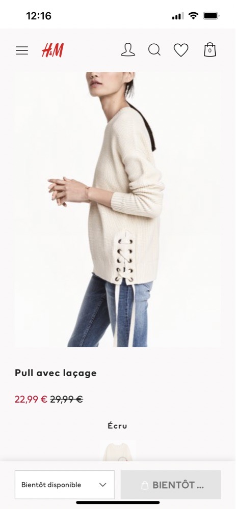 très jolie pull H&M couleur ecru ( blanc cassée ) 