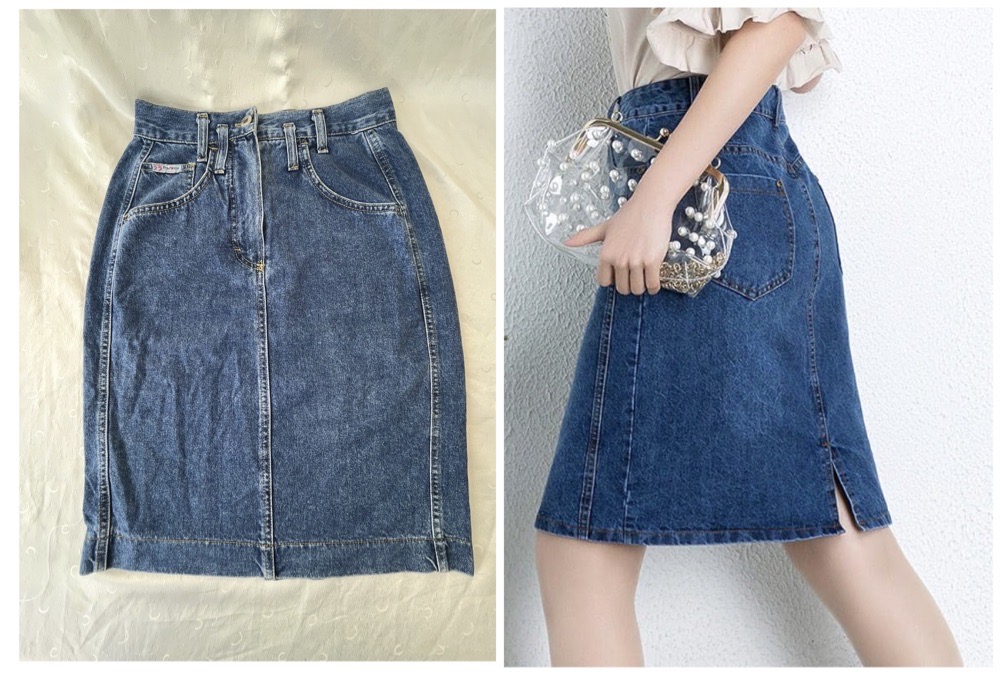 jupe jean taille haute 