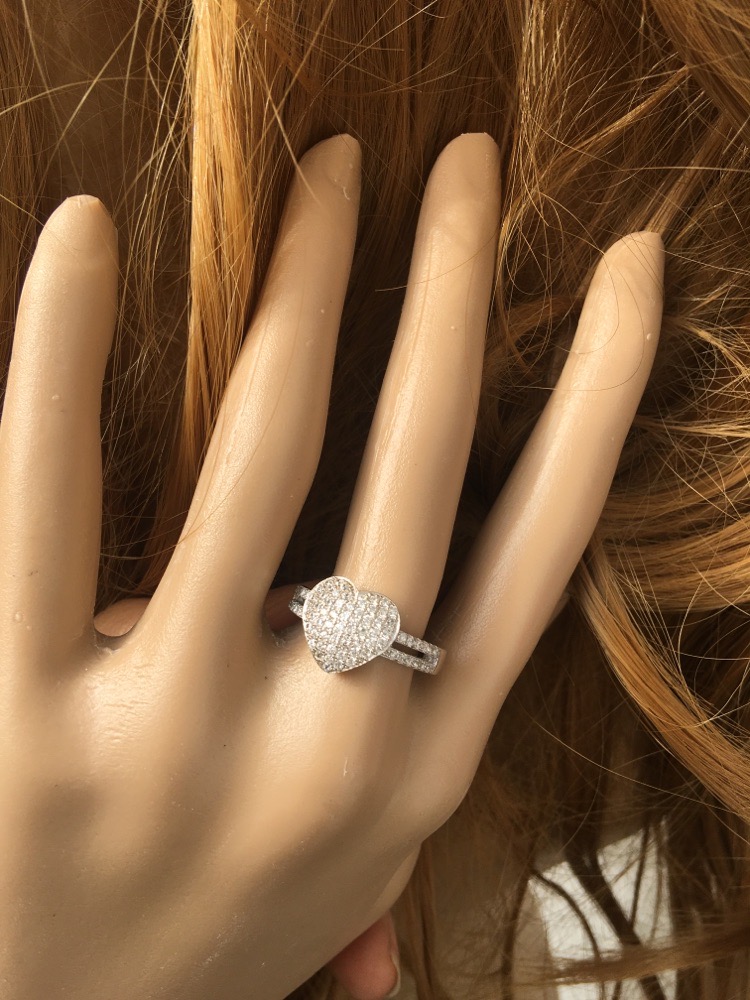 bague cœur en argent  platiné 9/2/5  فضة مطبوعة 