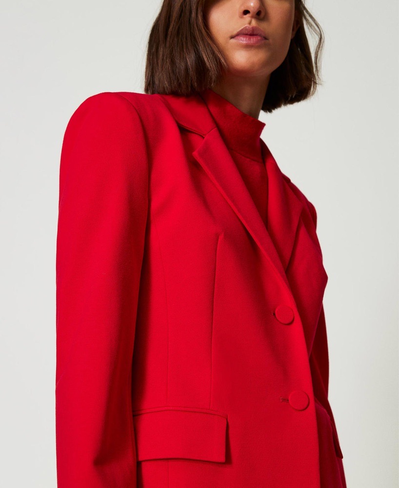 blazer mi longue rouge vive sans ticket de taille convient à la taille 38 M 
