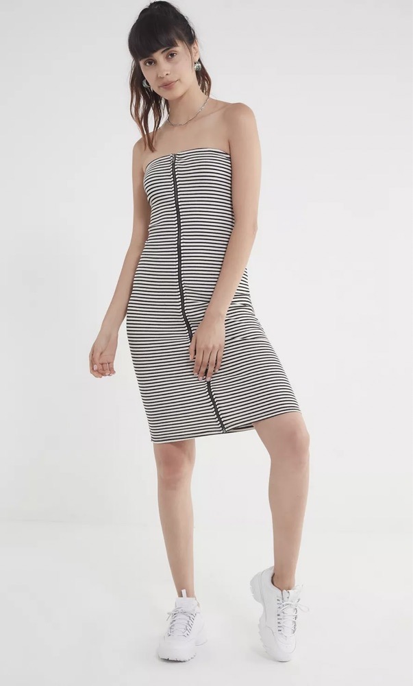 Robe droite rayée à fermeture à glissière UO