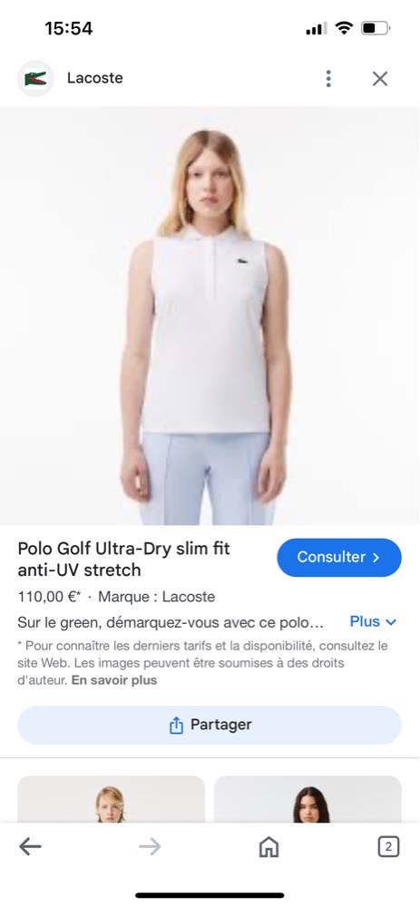 polo débardeur Lacoste tt neuf 