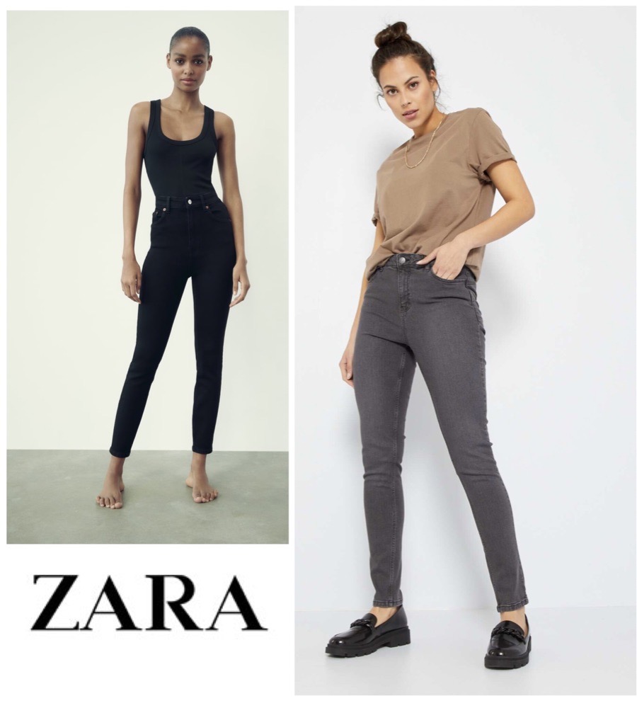 bonne occasion deux pantalons  skinny 👖 taille haute gris denim noir zara fih petit défaut (photo 5 ) invisible porté 