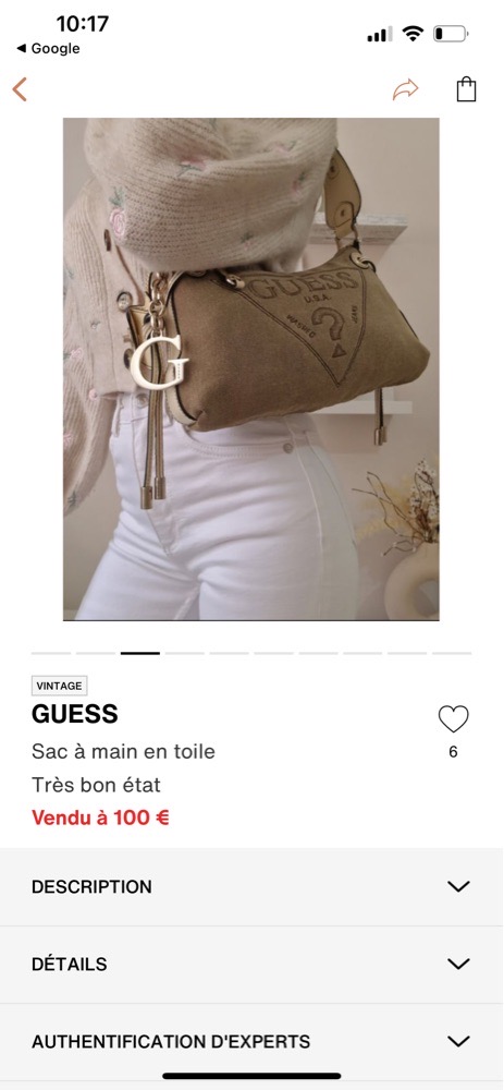 sac à main GUESS en toile et cuir vernis authentique 