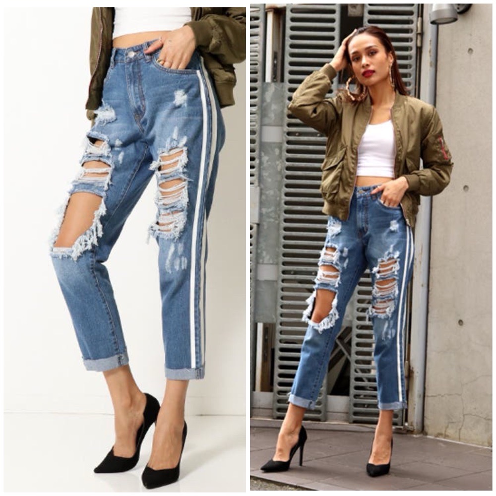 jean déchiré super taille haute pour demi-saison 