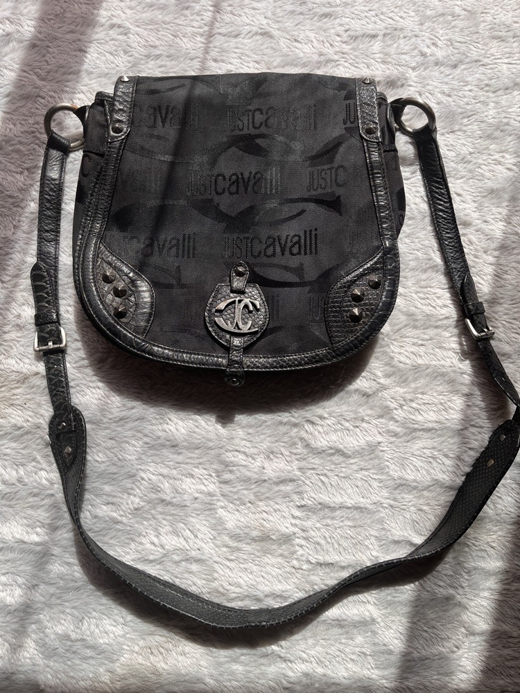 sac à bandoulière neuf en toile et croco JUST CAVALLI