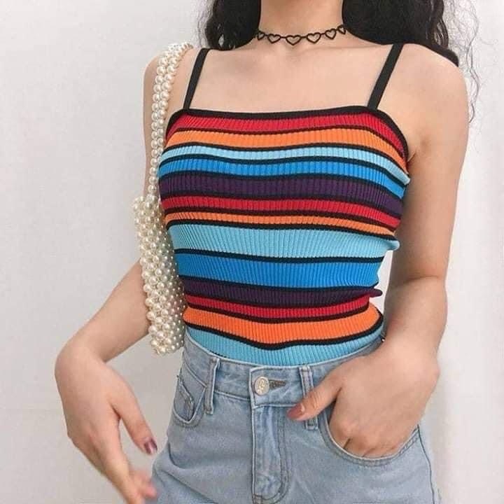 haut rayures multicolores 