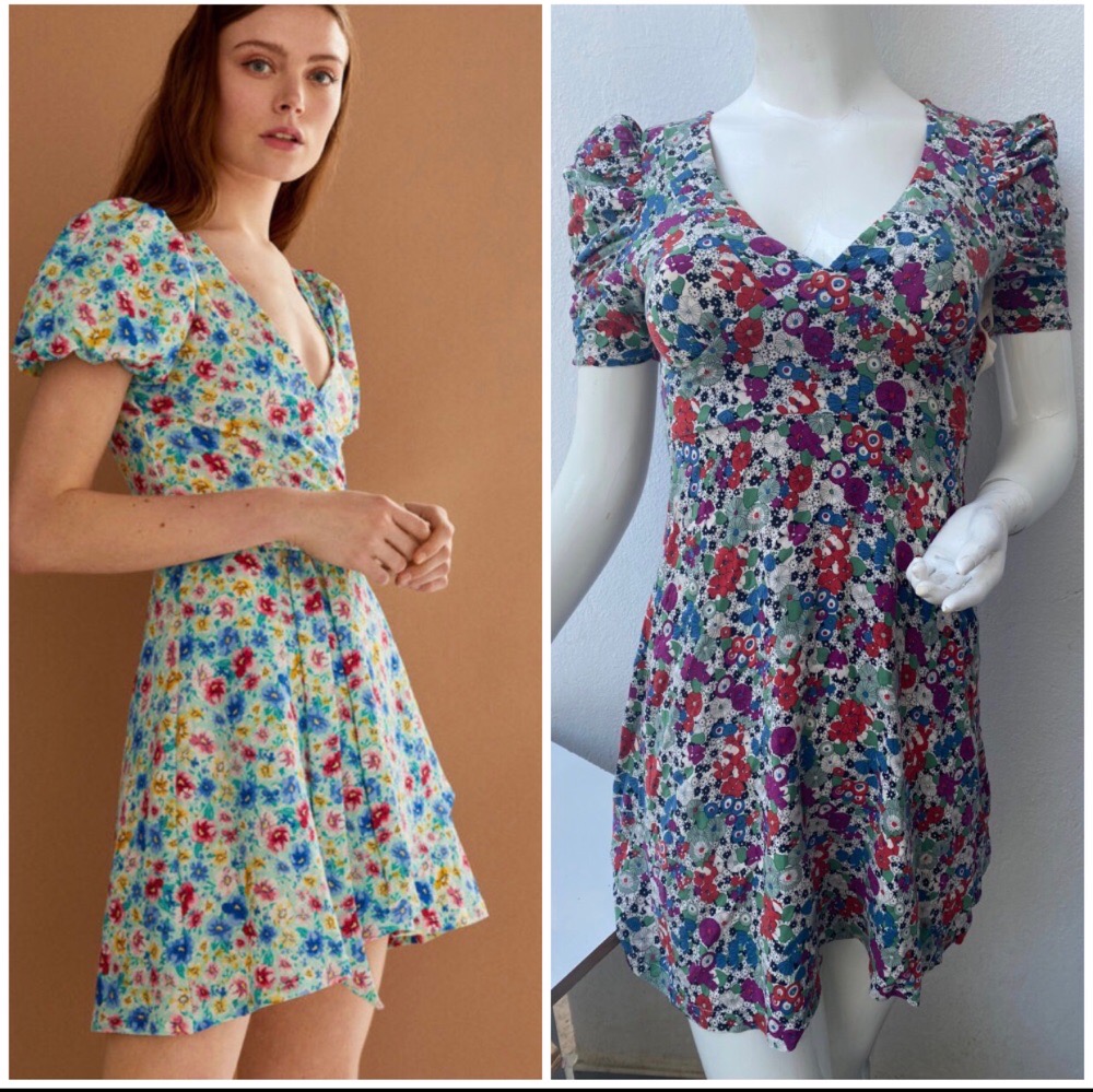 robe fluide atmosphère à manches bouffantes taille 36 et 38