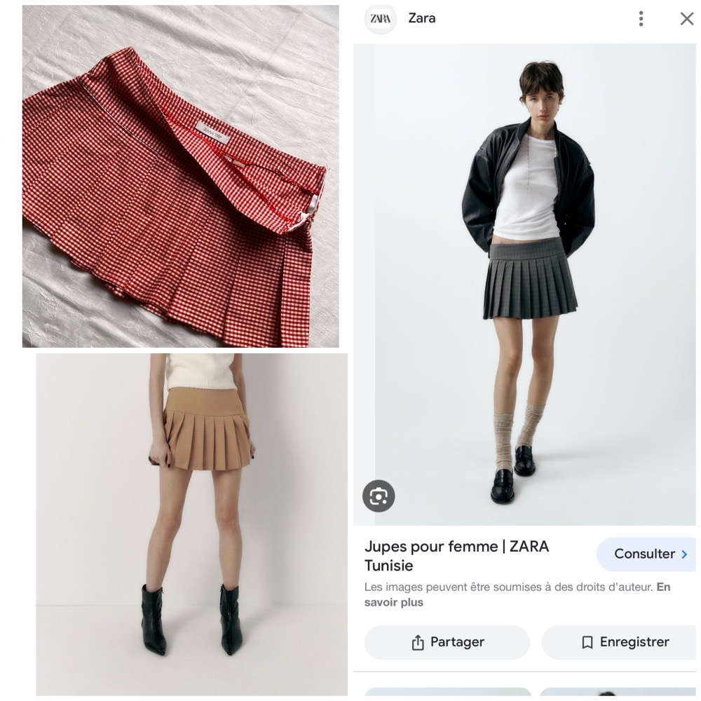 Mini jupe à carreaux ♦️ rouge  taille mi-haute . Détails plis plats 