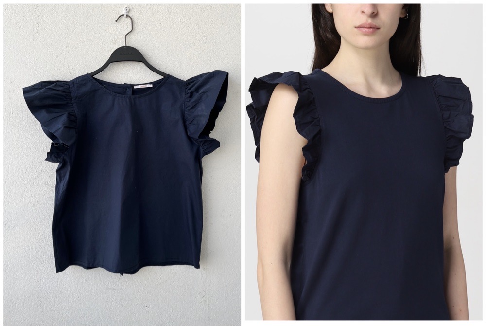 blouse à des manches bouffantes 