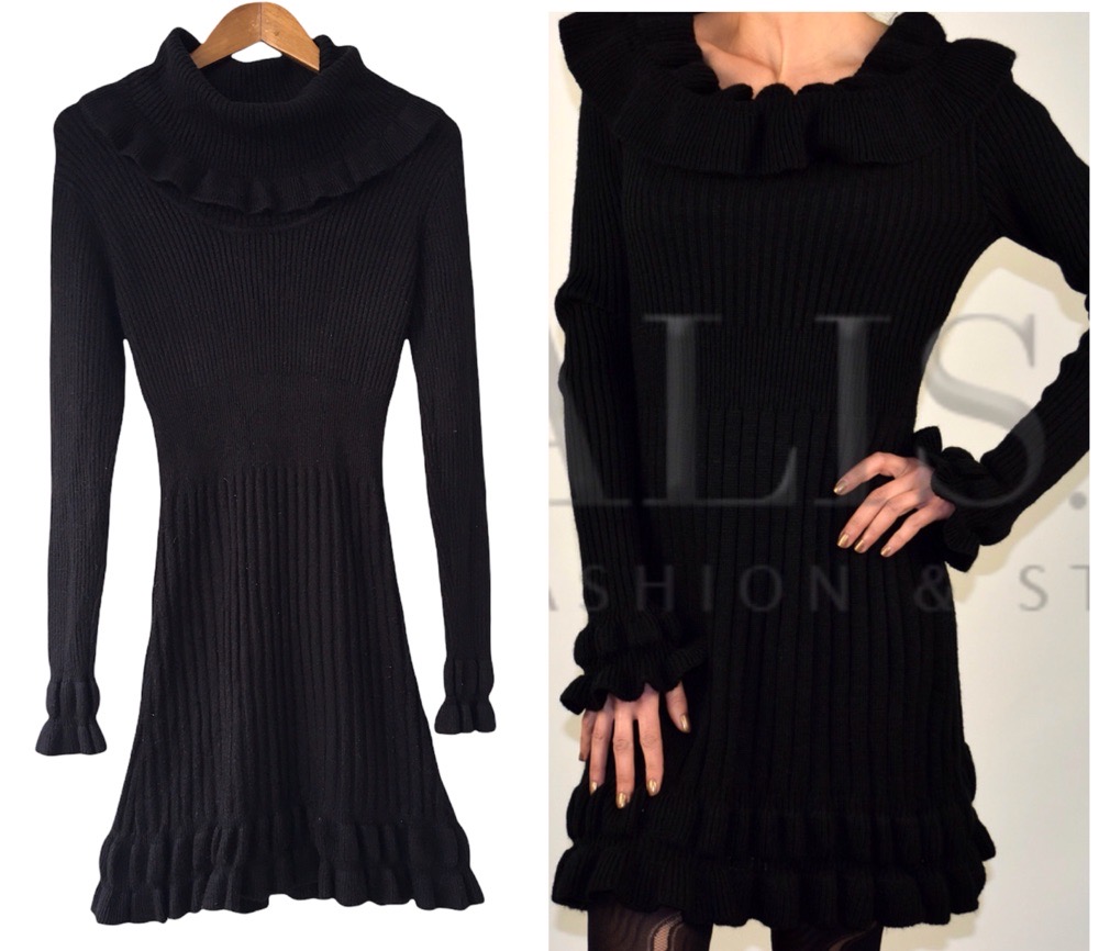 Robe tricotée hiver noir 
