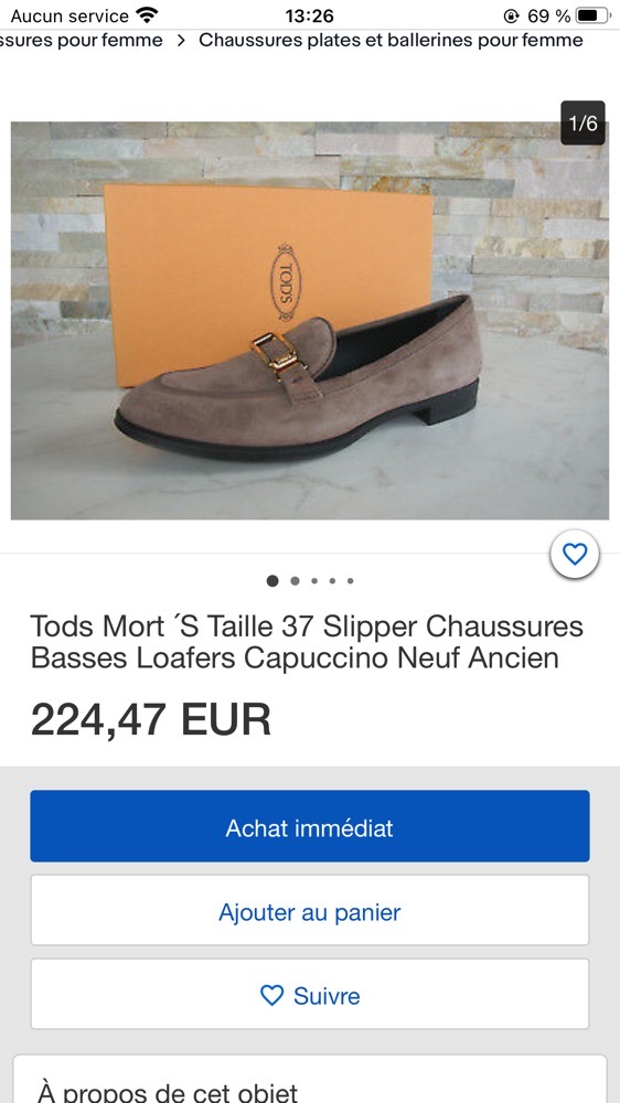 mocassins gris TOD'S taille 37,5 tt neuf 