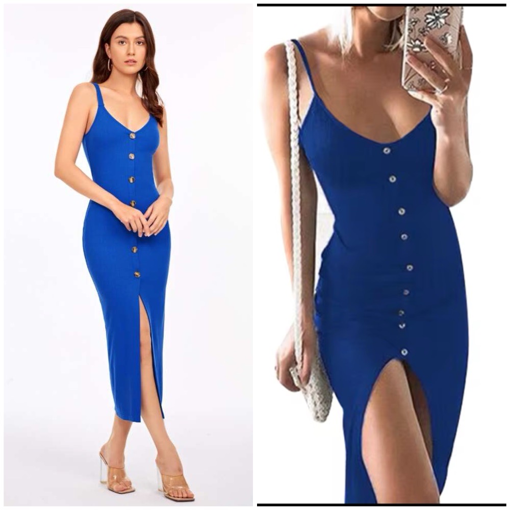 Robe longue à boutons avec Fante 