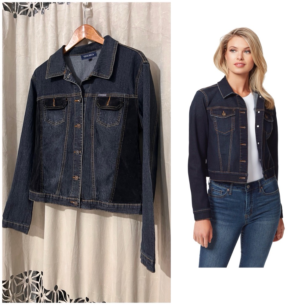 veste jean avec daim 