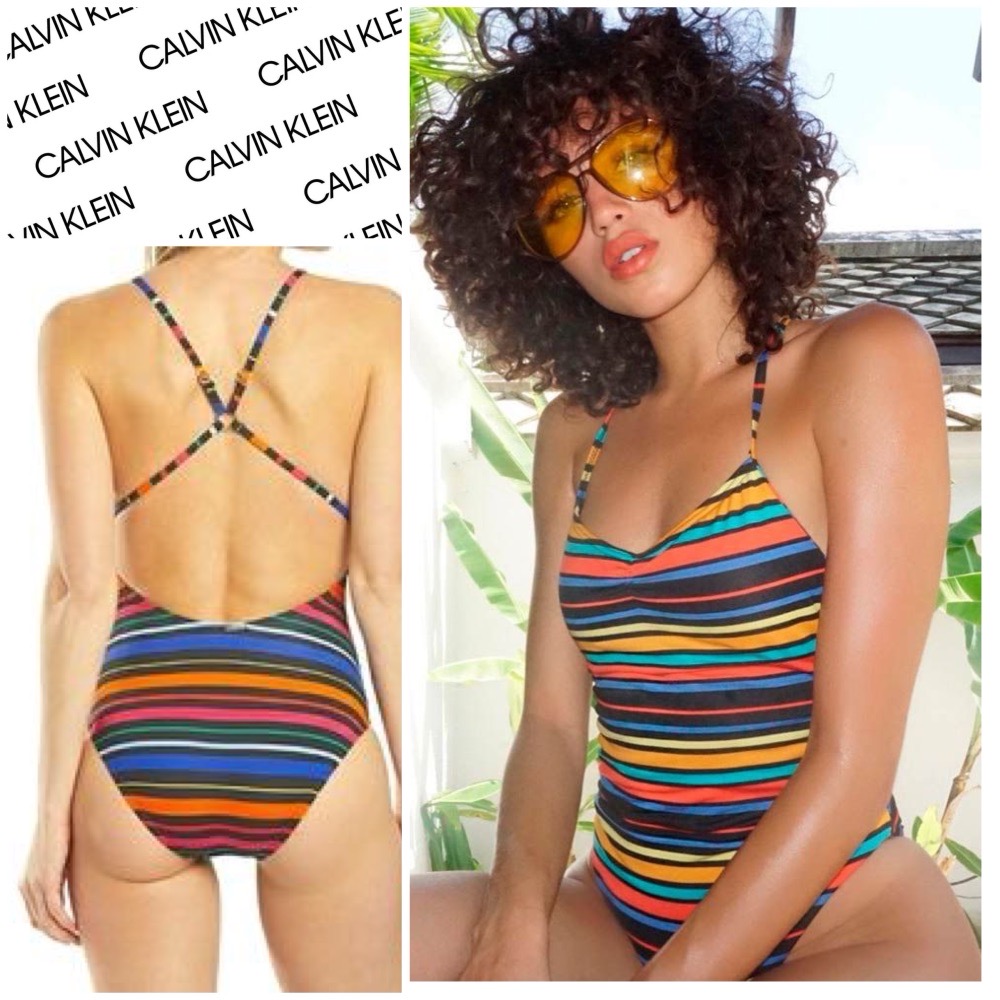 maillot à rayures de la marque CALVIN KLIEN authentique taille 14 convient à la taille 44 