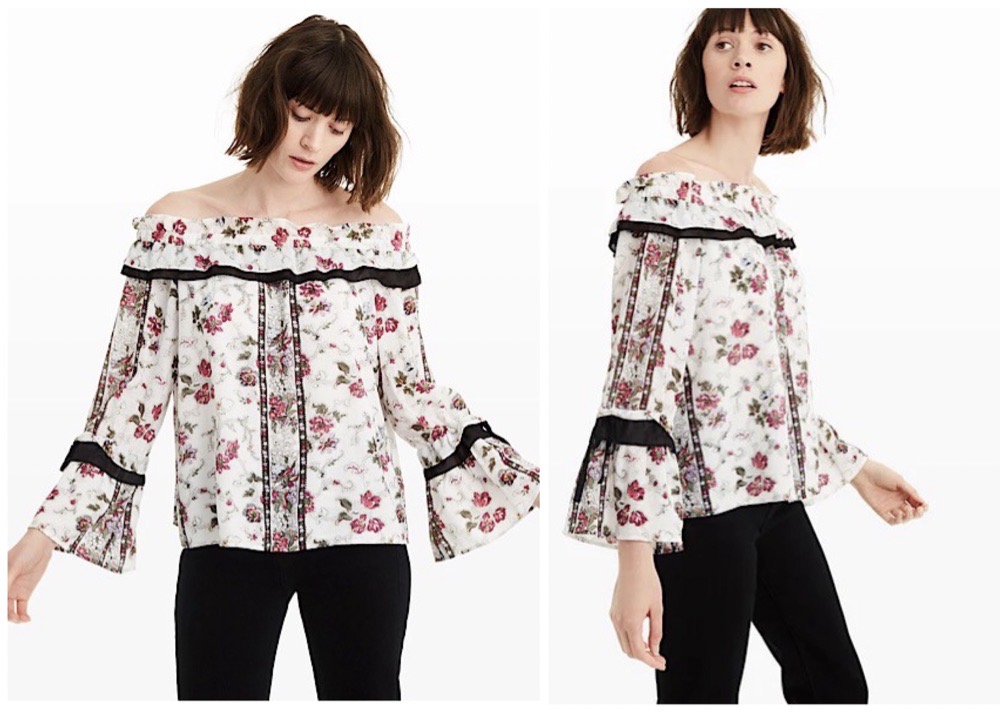 Haut fleuri à épaules dénudées Club Monaco