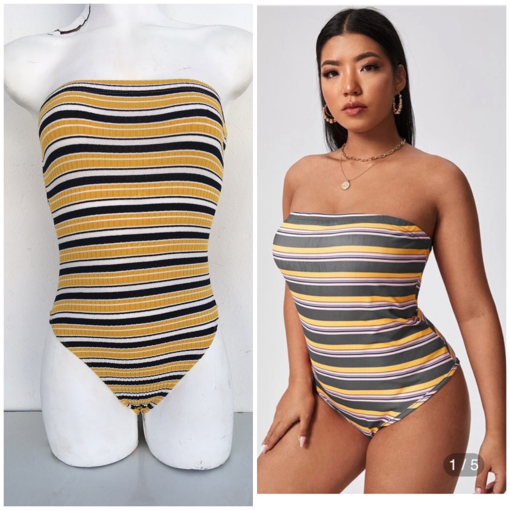 2 on 1 maillot et body bustier avec rayures neuf 