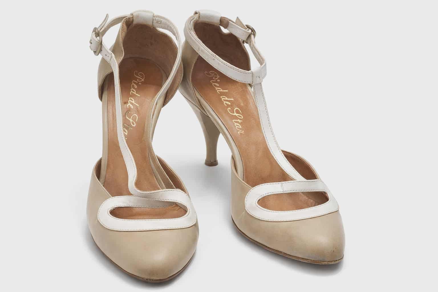 Escarpins beige et blanc 