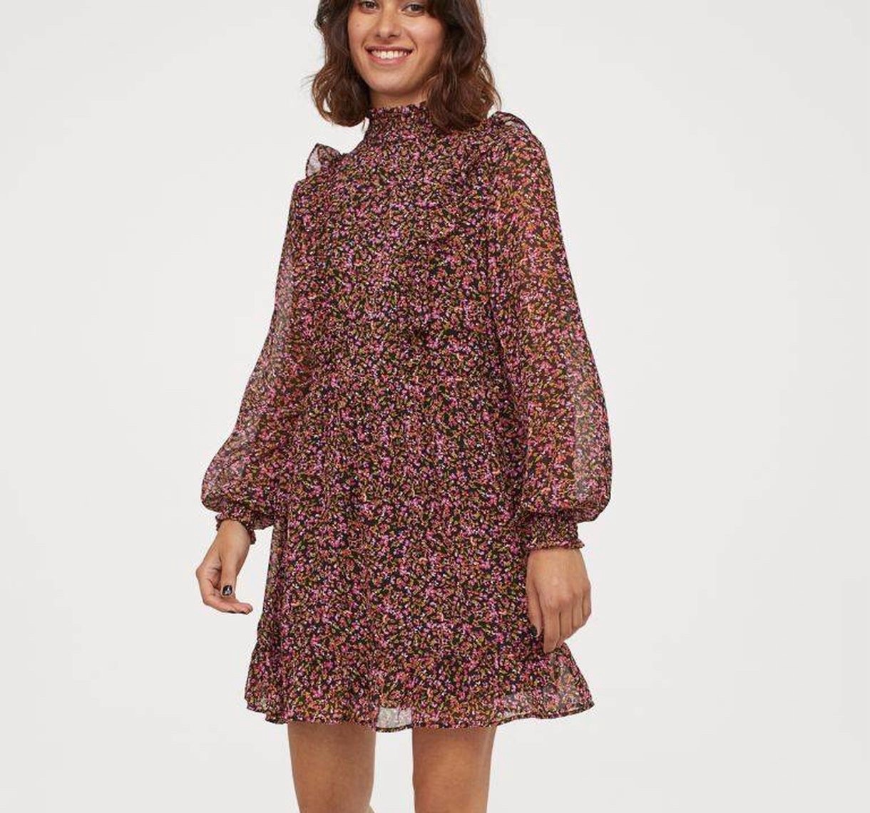 Robe fleurie H&M tissu mousseline longueur 88cm
