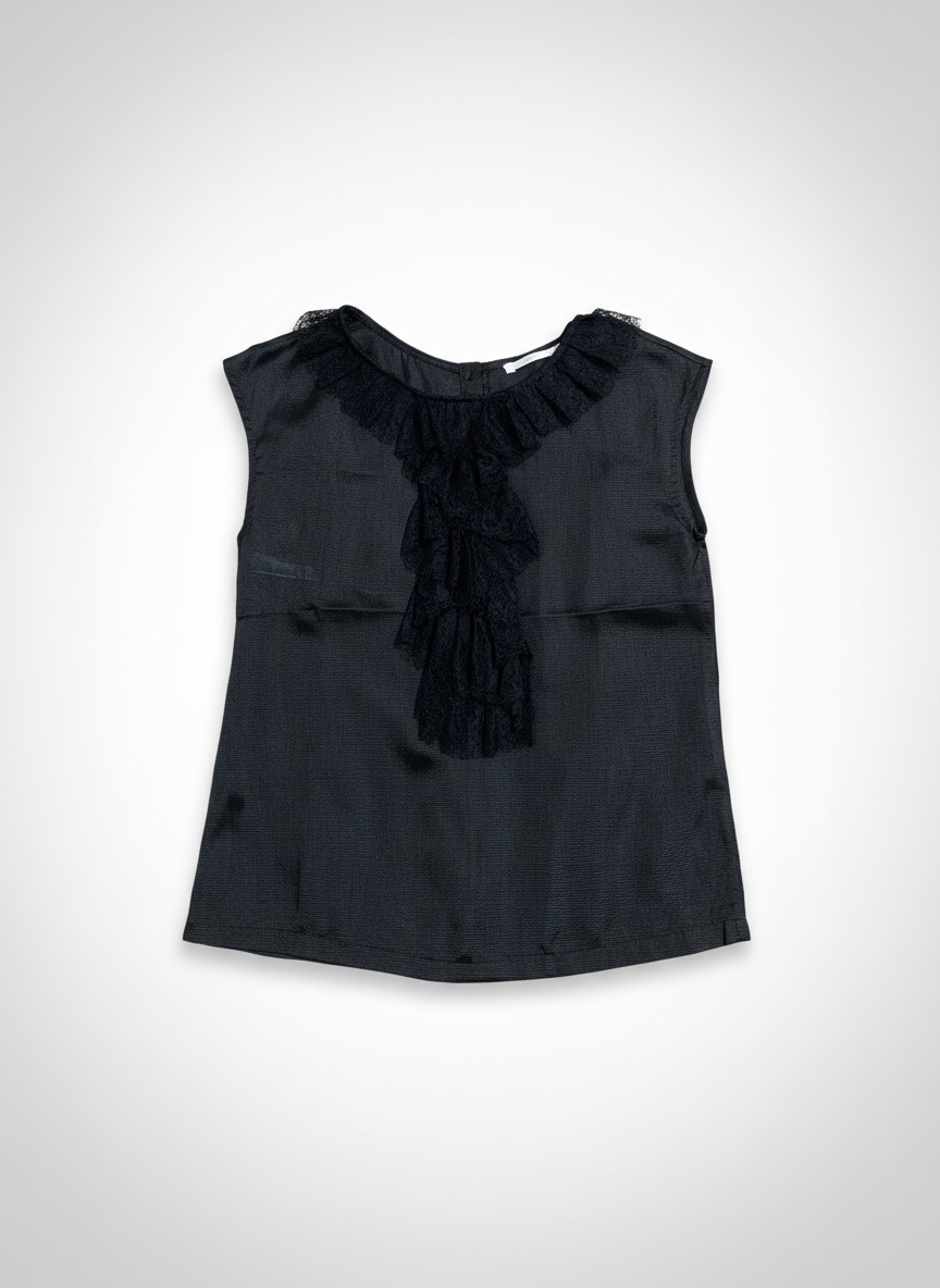 Blouse femme en satin avec col en dentelle
