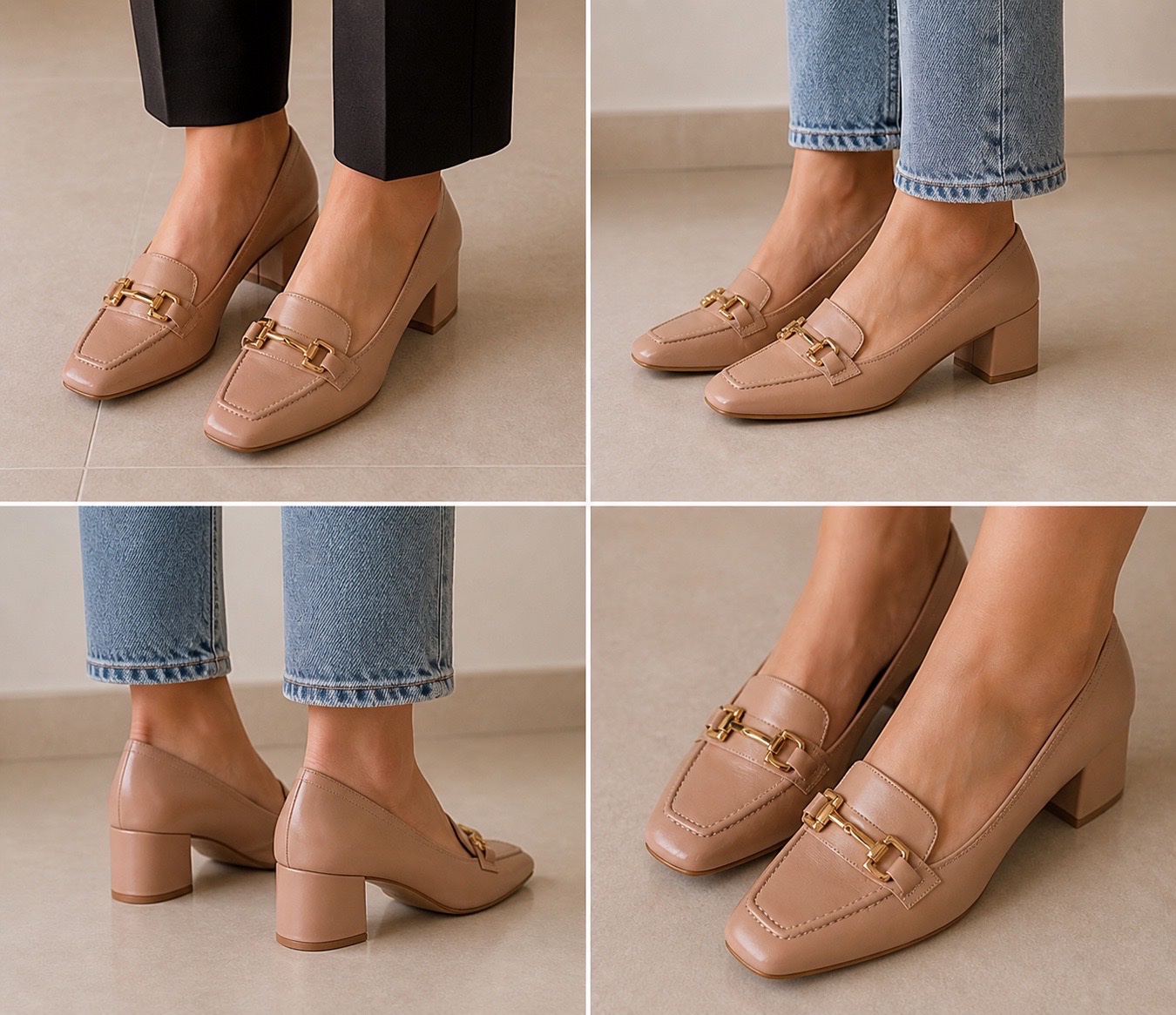 Escarpin chic beige avec talon confortable