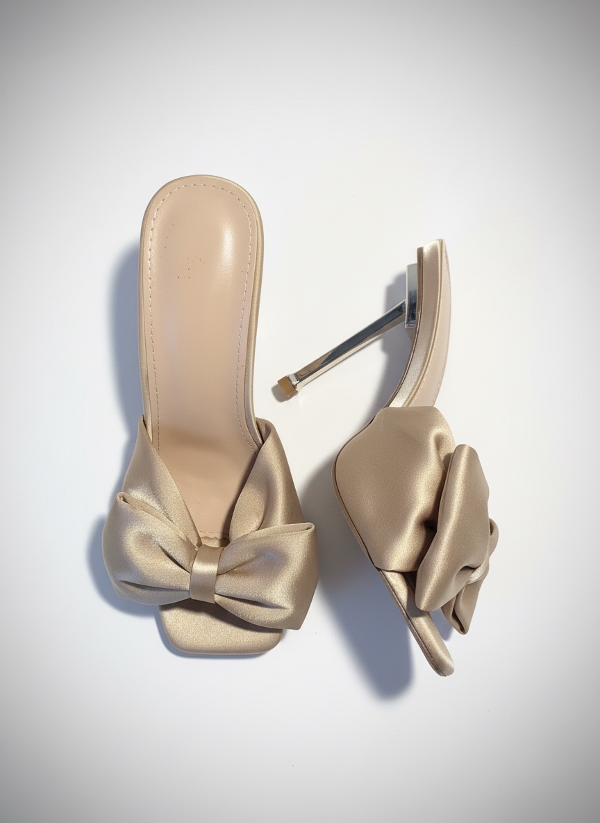 Sandales femme doré en tissu satin 