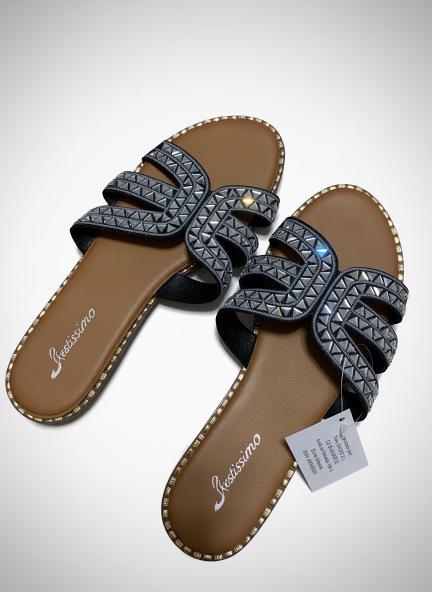 Mules femme avec des strass en argent et doré , taille 38,5/39.importer🇫🇷