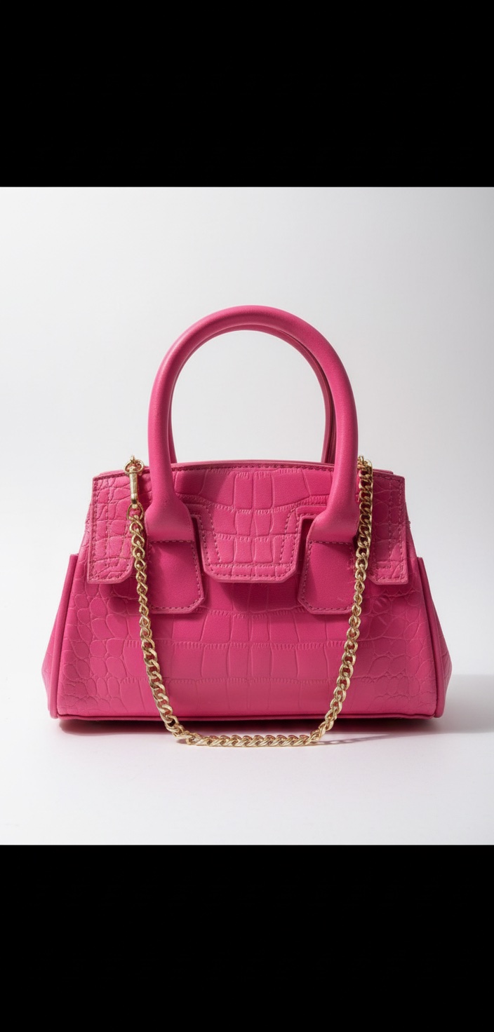 Sac rose fuchsia chic avec chaîne dorée