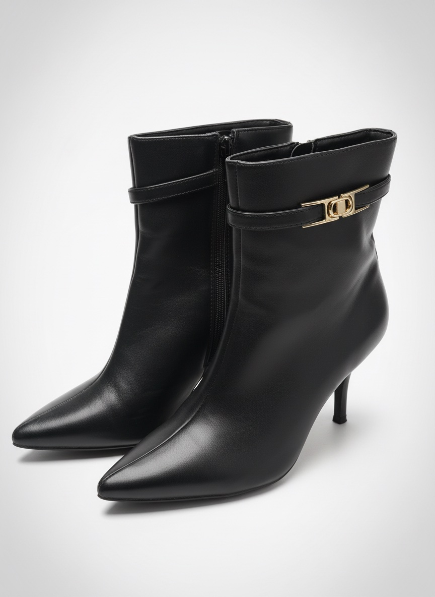 Bottine cuir noire pour femme porter juste une seule fois prix a negocier