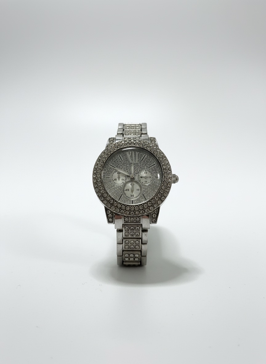 Jolie montre argentée stainless pour femme avec strass