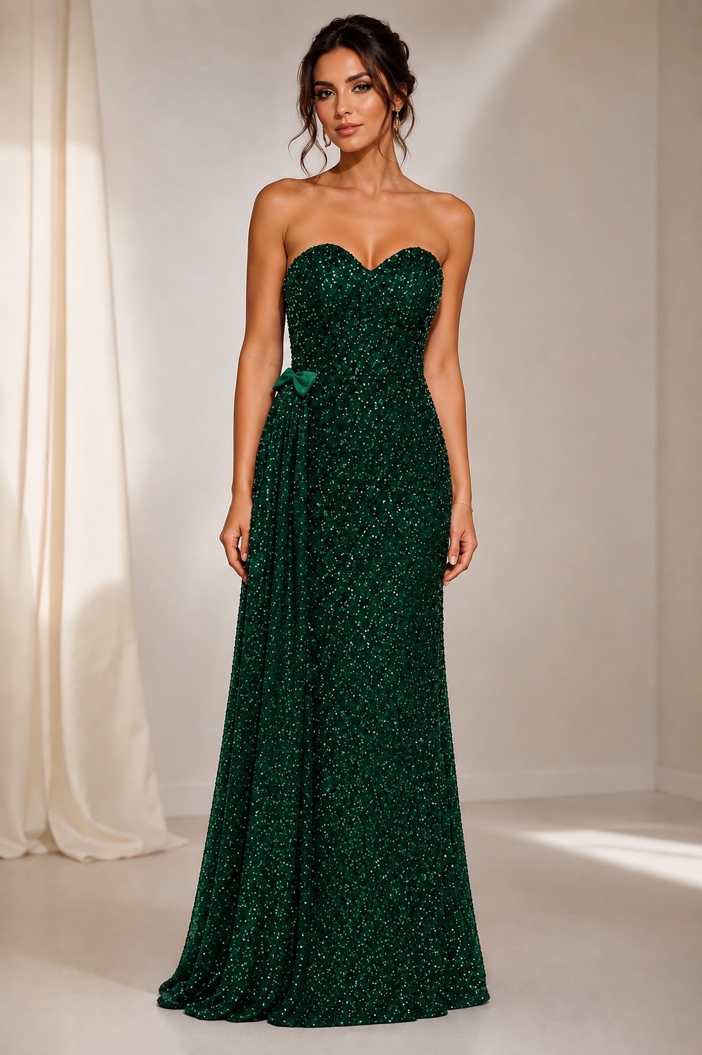 Robe soirée pailletée verte